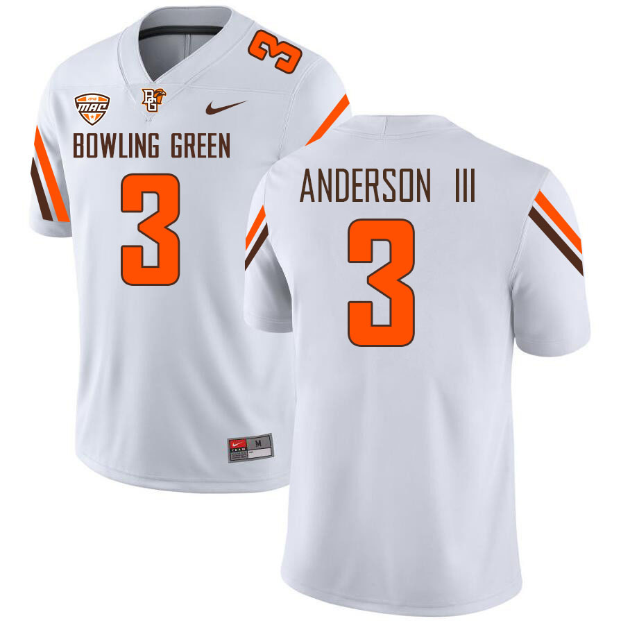 Bowling Green Falcons #3 Lucian Anderson III College Football Jerseys Stitched Sale-White